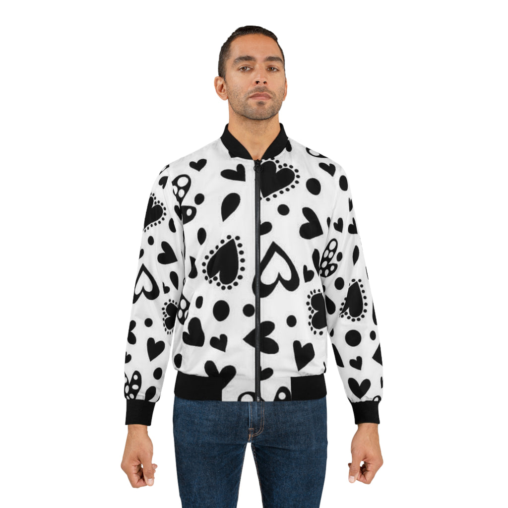 "Black and White Hearts" Bomber Jacket