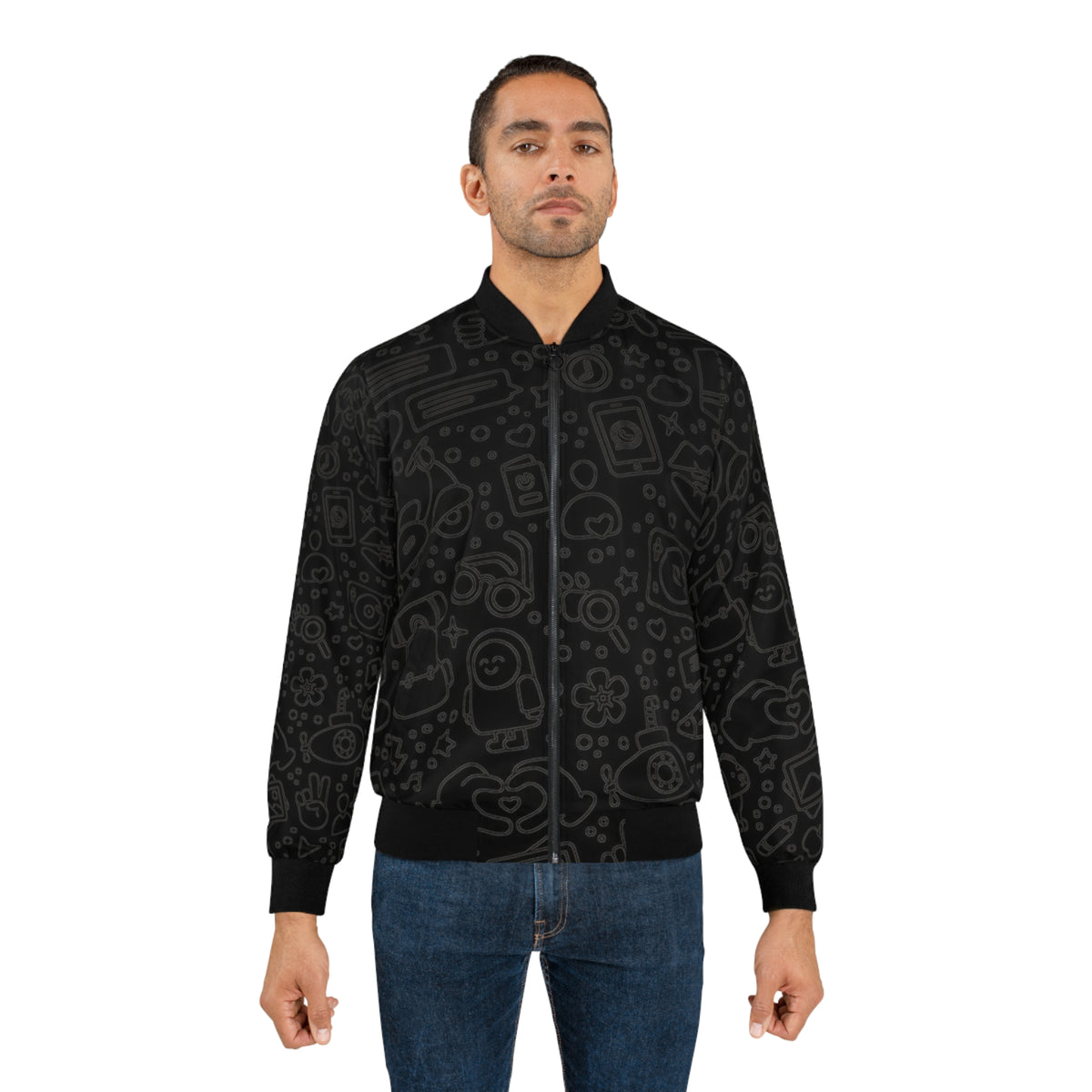 "BLACK SKETCH" Bomber Jacket
