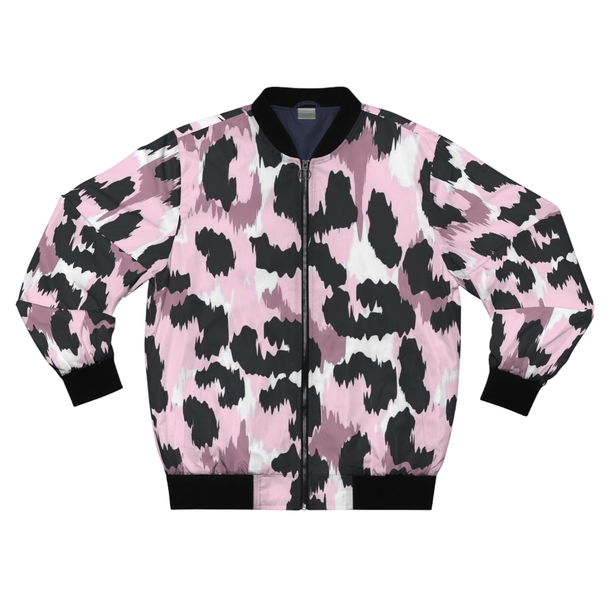Pink Leopard Print Bomber Jacket