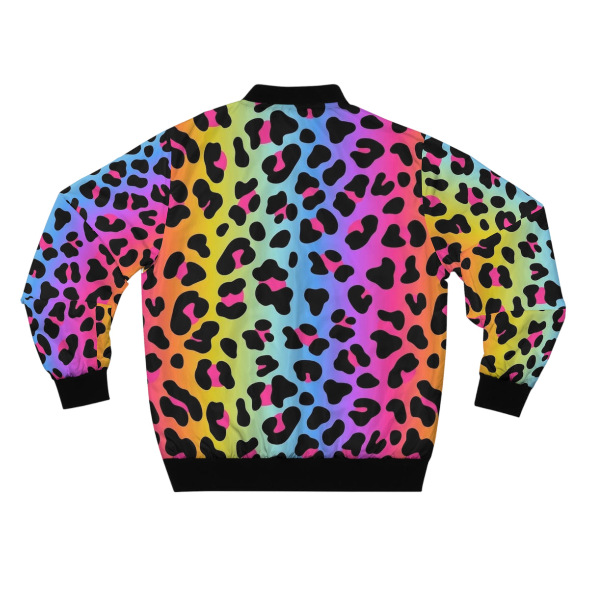 Rainbow Leopard Print Bomber Jacket