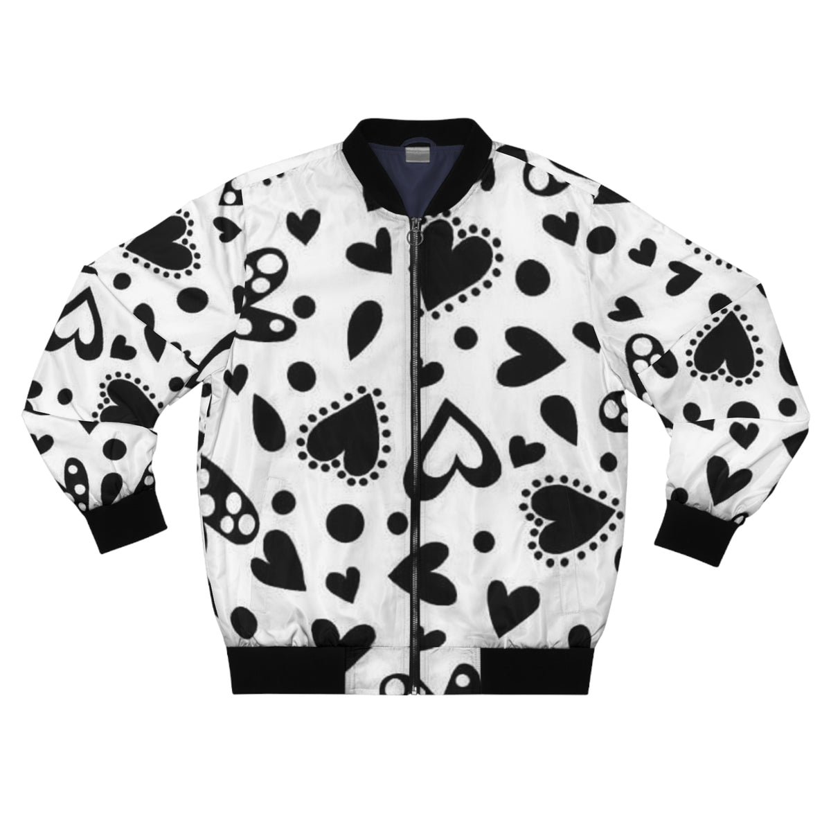 "Black and White Hearts" Bomber Jacket